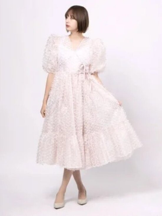 Sister Jane Dresses & Skirts - Sister Jane DREAM Fuss and Feathers Wrap Midi Dress Coquette Feminine Layering